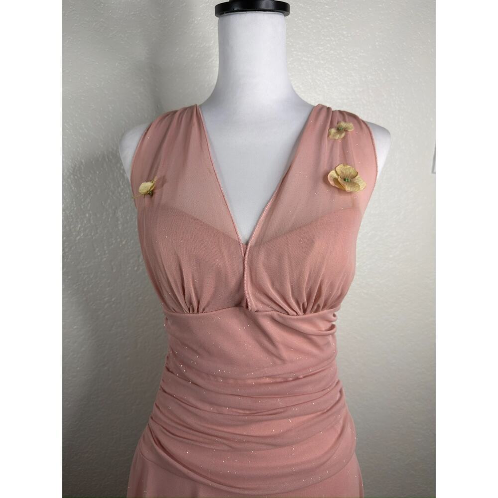 VTG Y2K Speechless Fairy Flower Dress Pink Halter Babydoll Glitter Embroidered - Picture 6 of 11